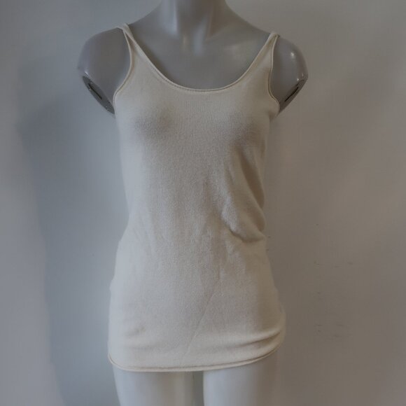 Womens Donna Karan Black Label Ivory Cashmere Blend Scoop Neck Sweater Tank M - Picture 1 of 8